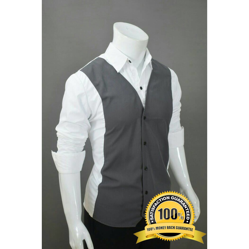 KEMEJA PRIA TOYYA WHITE LENGAN PANJANG SLIMFIT KOREA CASUAL LIMITED EDITION BAHAN KATUN IMPORT