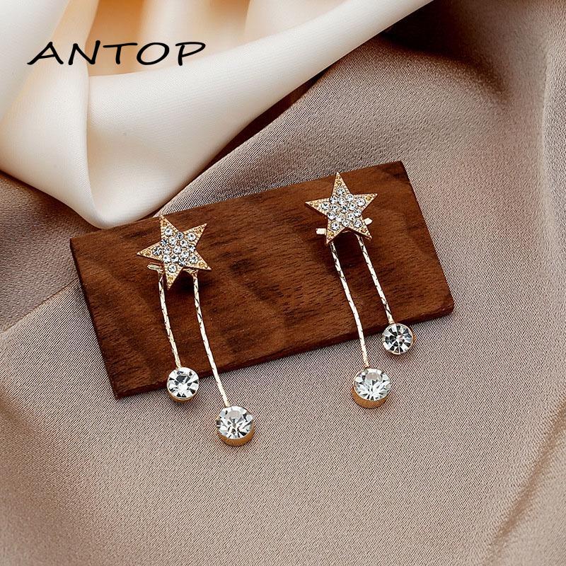 Anting Tusuk Gantung Temperament Bahan Sterling Silver 925 Desain Bintangrumbai Untuk Wanita