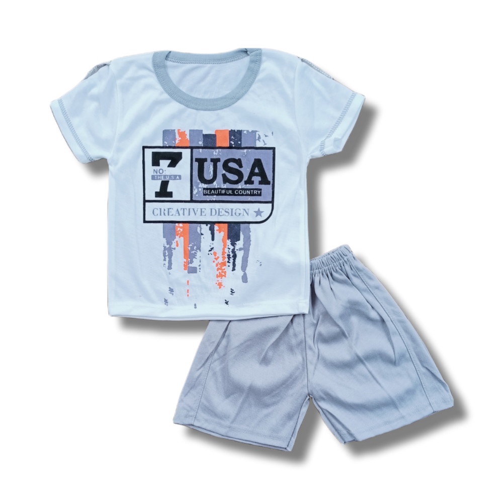 Setelan Pendek Baju Bayi Laki-laki size 0-6 Bulan MOTIF USA