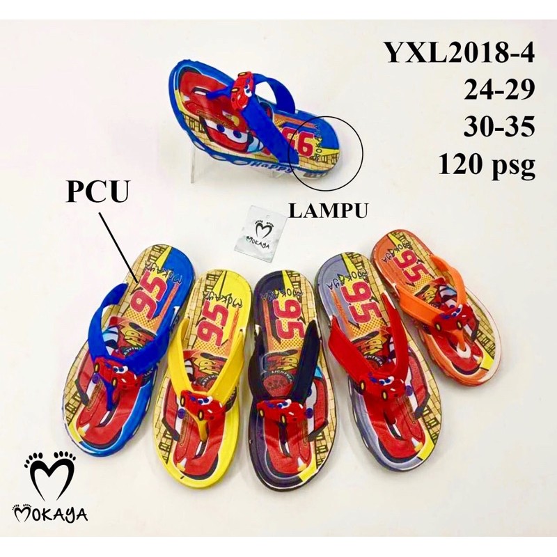 Sandal Anak Cowok Japit Lampu Cars Import Mokaya 2018-4