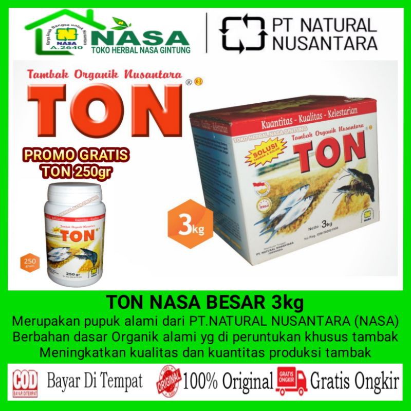 TON NASA 3KG TAMBAK ORGANIK NASA VITAMIN UDANG BANDENG ORI ORIGINAL
