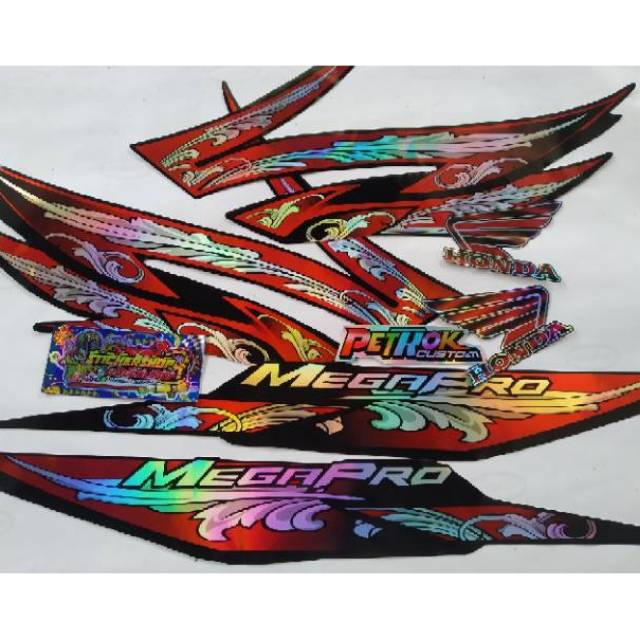 Striping Variasi Megapro Hologram Pelangi