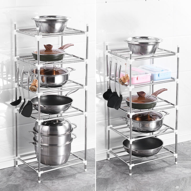 Stainless Steel Rak Multi Fungsi Penyimpanan Floor Assembly Pot Rak Kamar Mandi Wastafel Penyimpanan Organizer