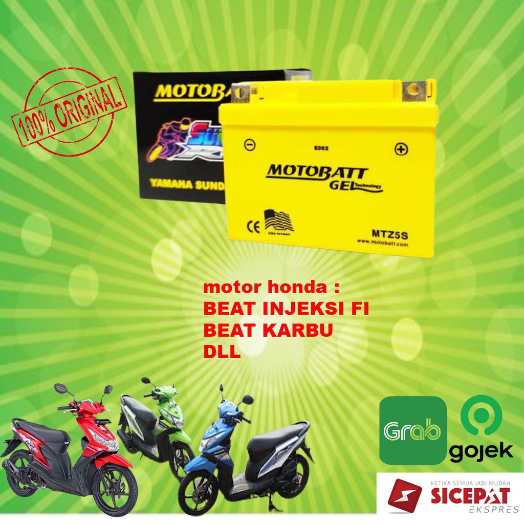 aki kering motor HONDA BEAT INJEKSI BEAT KARBU MTZ5S KERING GEL MOTOBATT