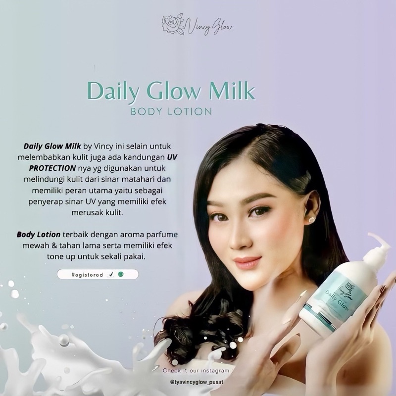BODY LOTION DAILY GLOW | LOTION PEMUTIH BADAN VINCY GLOW BPOM