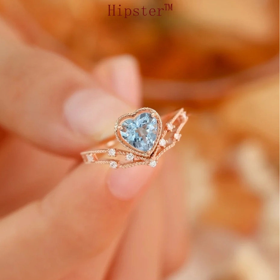 Fashion Luxury Open Ring Ins Heart-Shaped Women