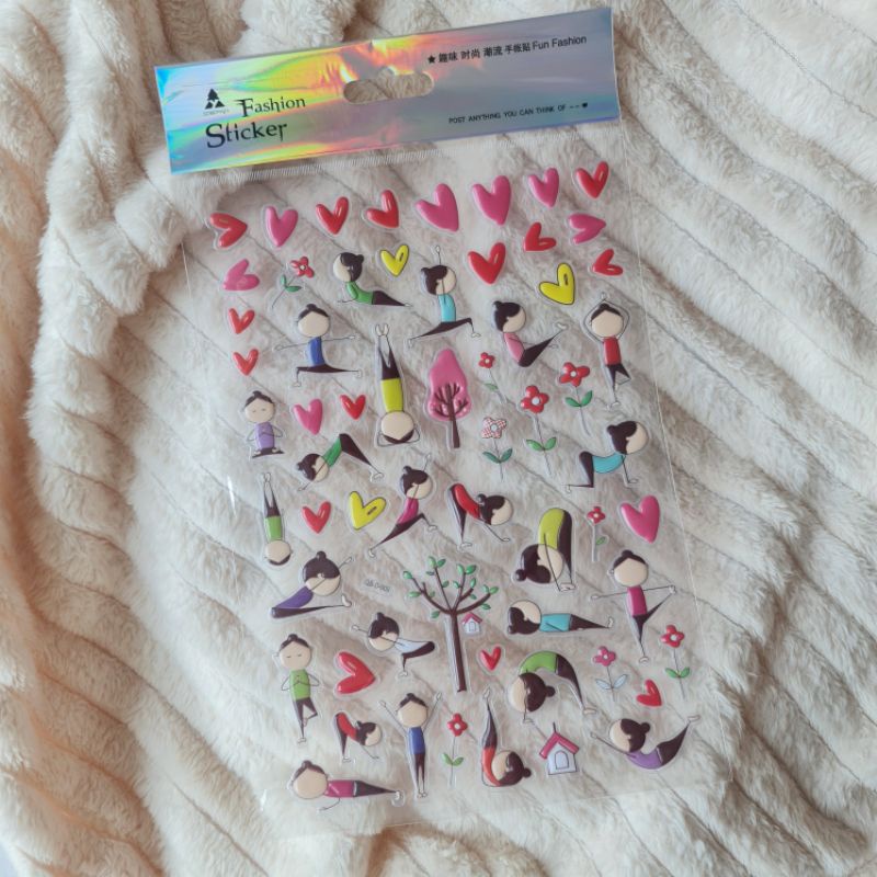 

Yoga Sticker Deco Stickers Stiker Timbul 3D Exercise Gym Healing Olahraga Love Heart Hati Scrapbook DIY Journaling Diary Habit Tracker Planner