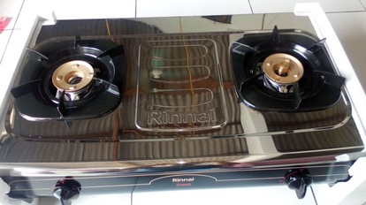 Kompor Rinnai Ri 712 A Stainless 2 Tungku Api Lilin Burner Kuningan Body Besar Grande Series Ri-712a