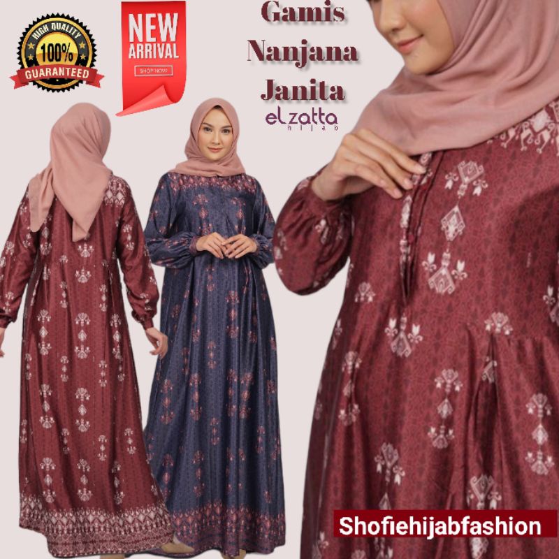 NEW ARRIVAL GAMIS ELZATTA NANJANA JANITA ABAYA LEBARAN TERBARU 2022 BAJU IBU PEREMPUAN MEWAH PREMIUM