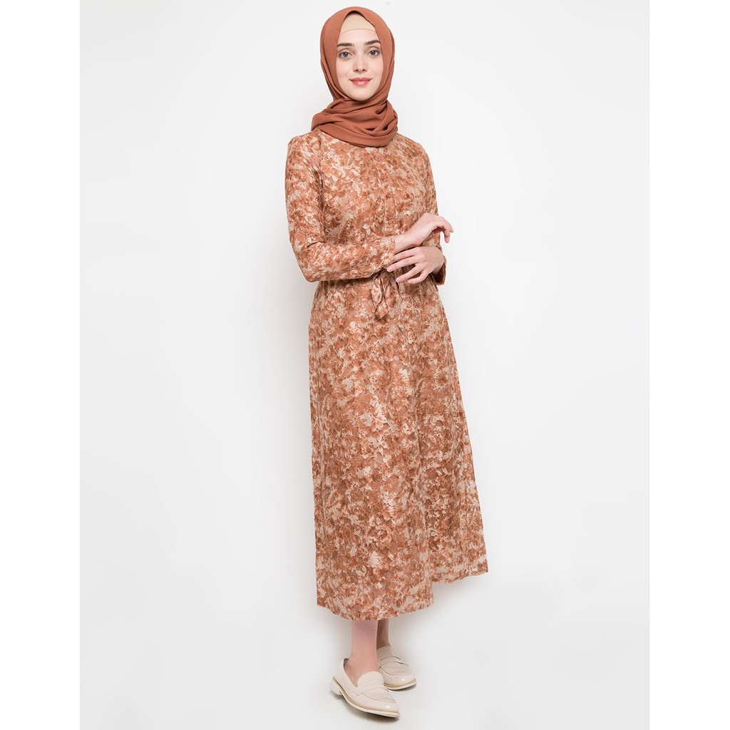 Expand Faresha Brokat Dress gamis - Cokelat