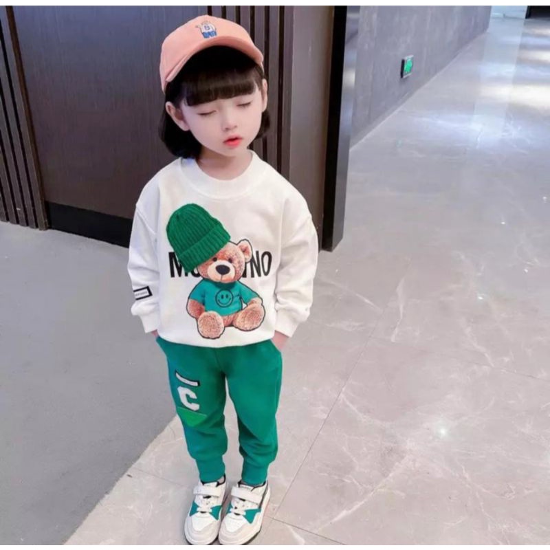 Sweater Set| Setelan Sweater Jogger Anak Laki-laki Perempuan MOOSINO BEAR KUPLUK Anak Umur 1-5 Tahun Terbaru