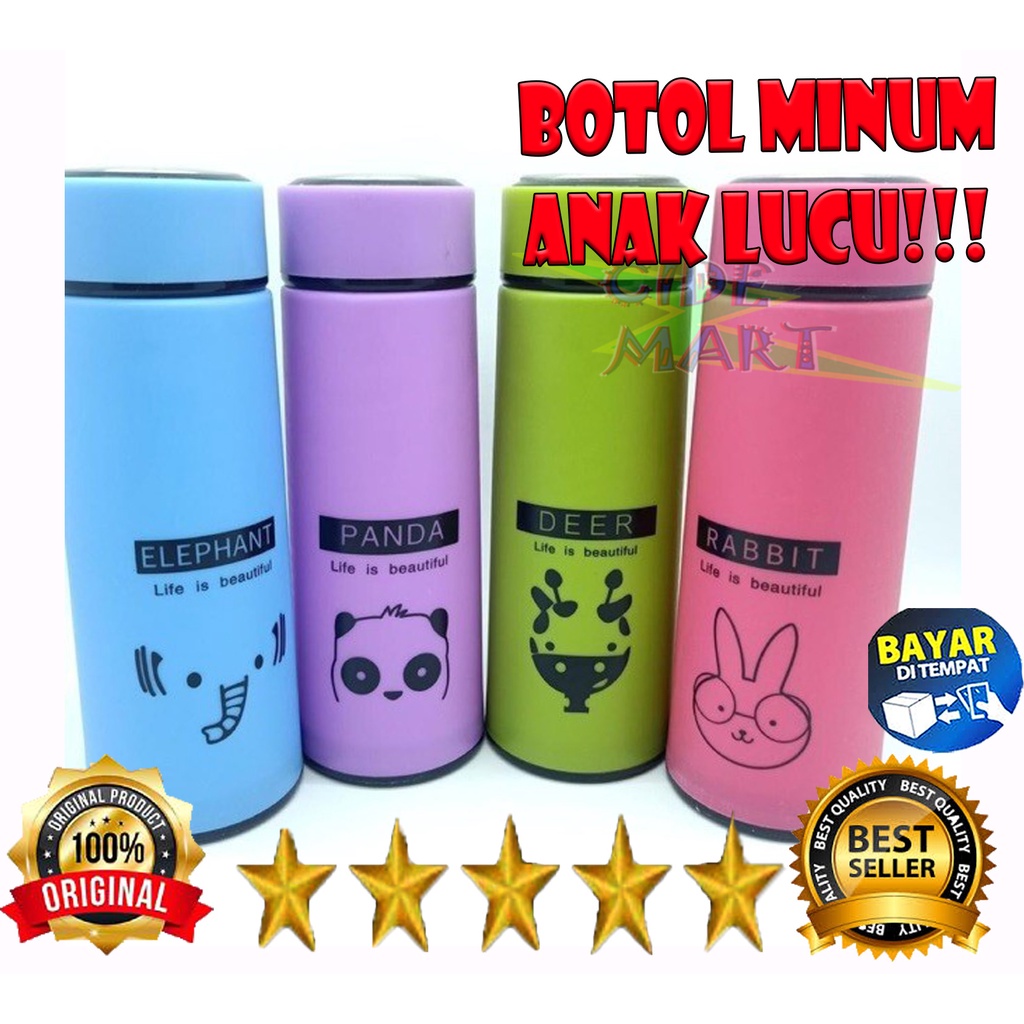 MC BOTOL KACA ANIMAL / MYBOTTLE KACA KARAKTER ANIMAL BOTOL MINUM ANAK KARAKTER LUCU / MYBOTOL BOTOL MINUM KACA 450ML / TERMOS ANAK KARAKTER HEWAN ANIMAL