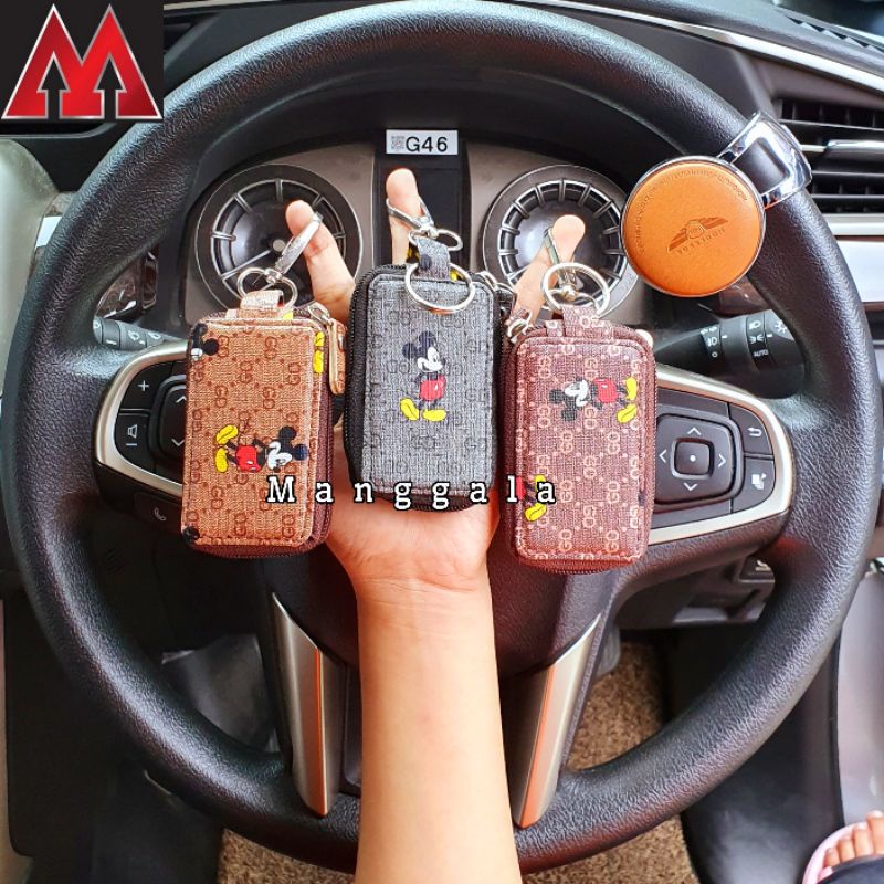 Dompet Gantungan Kunci STNK Mobil Motor Mickey Gucci Seleting