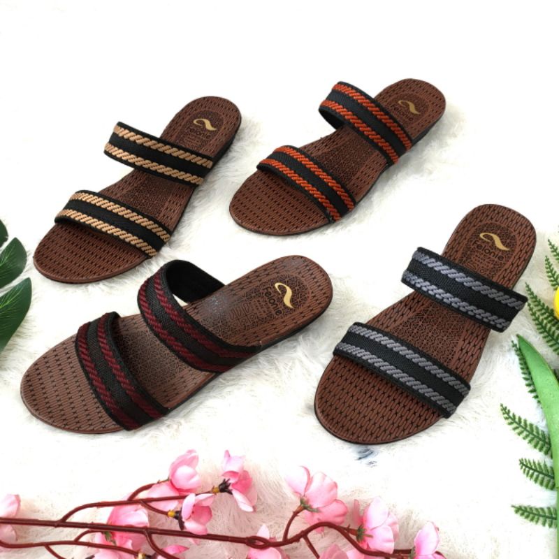 Sandal wanita murah turki rajut ban 2 garis Felonie  MRK 02