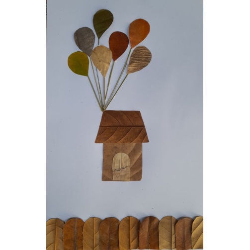 kolase daun kering kolase hewan mozaik daun diy kolase