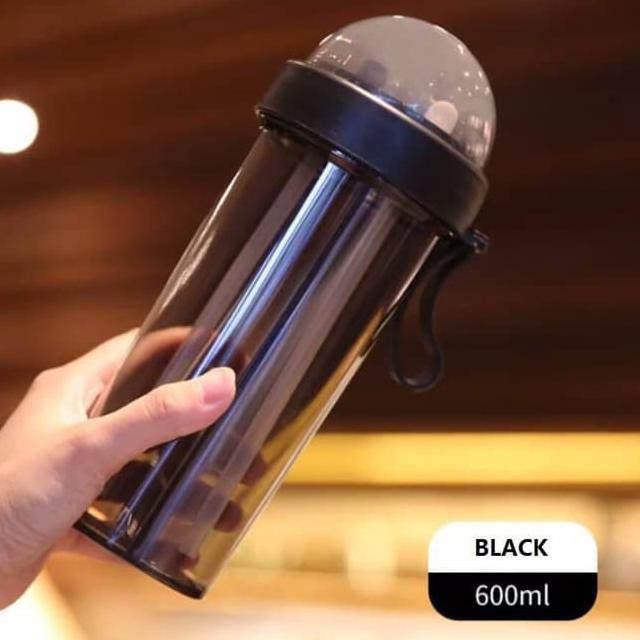 BOTOL DUA SISI Bottle Travel 600ml Botol Minum Dua Sisi Sedotan Botol Air Minum Transparan