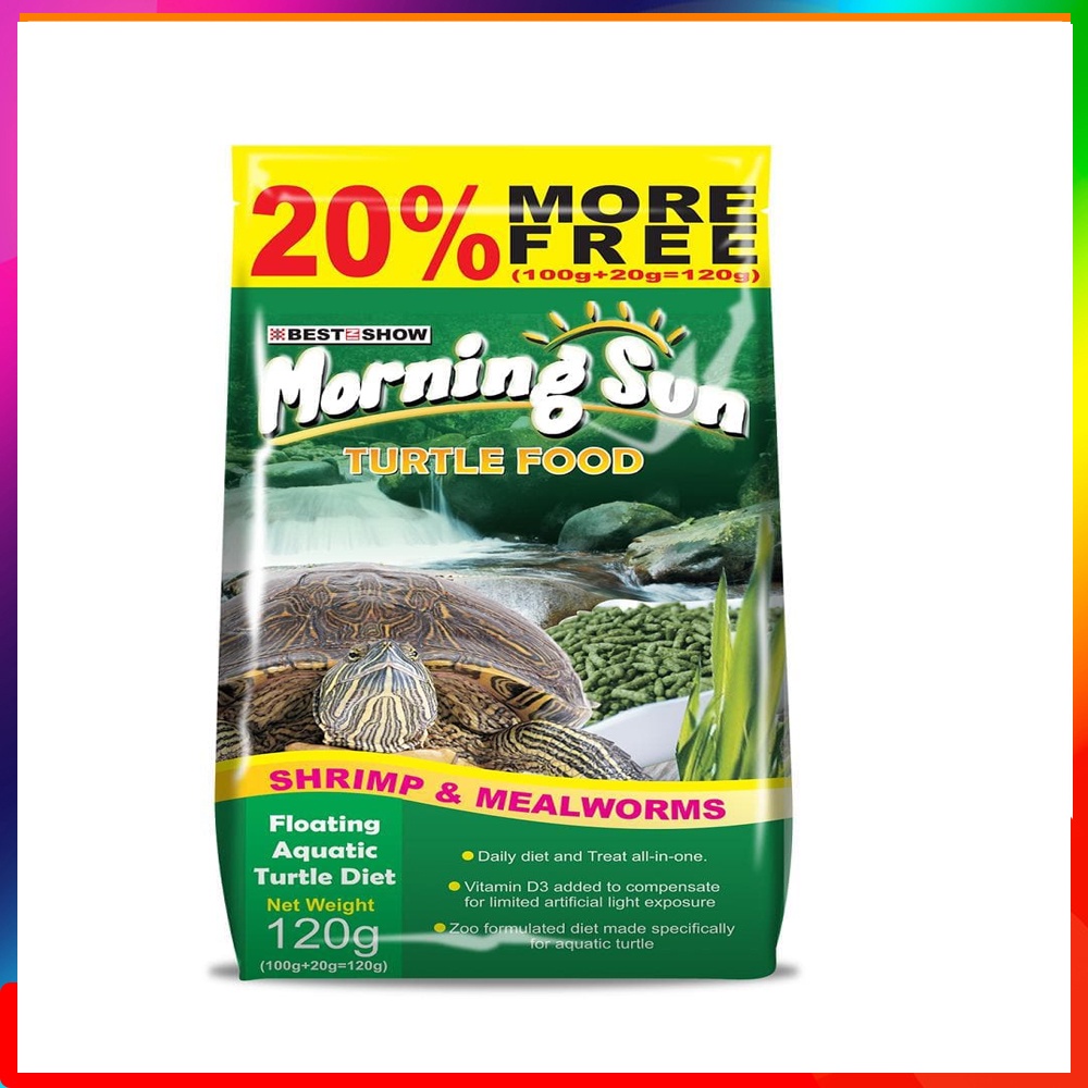 Morning Sun Turtle Food [120 gr] Makanan Kura-Kura Morning Sun ( Buatan Australia 120Gram ) Turtle Food Makanan Kura Kura Pelet Pakan Reptil Kura2