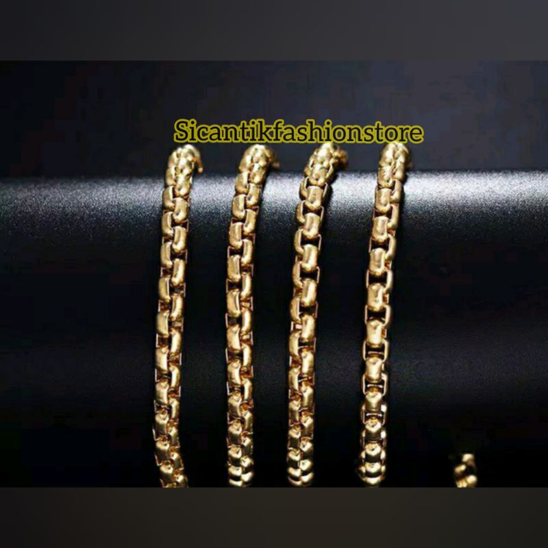 Kalung Titanium Model rolo Gold Silver Fashion Wanita Pria Terlaris Anti Karat Tidak Luntur Mewah