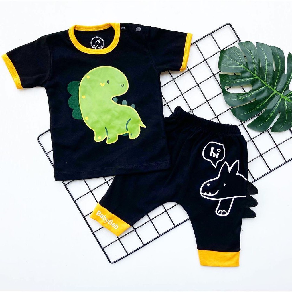 BERSERTIFIKASI SNI BABYBEB JURASSIC SUIT by babybeb Baju Celana Setelan Pakaian Anak Bayi Laki Cowok Fashion Lucu Terlaris Murah