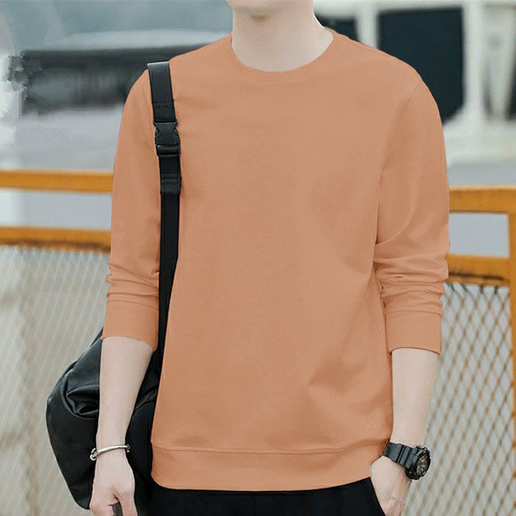 KIYOWO-BAJU ATASAN SWEATER DISTRO BASIC POLOS LENGAN PANJANG PRIA