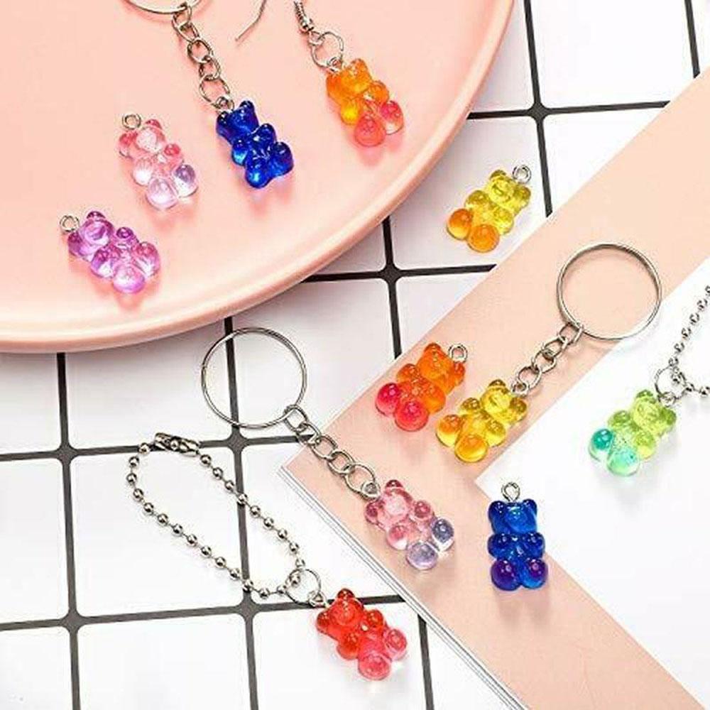 NEEDWAY Needway Temuan Perhiasan 10pcs Untuk Anting Kalung Membuat Resin 23*11mm Gummy Bear Pendant