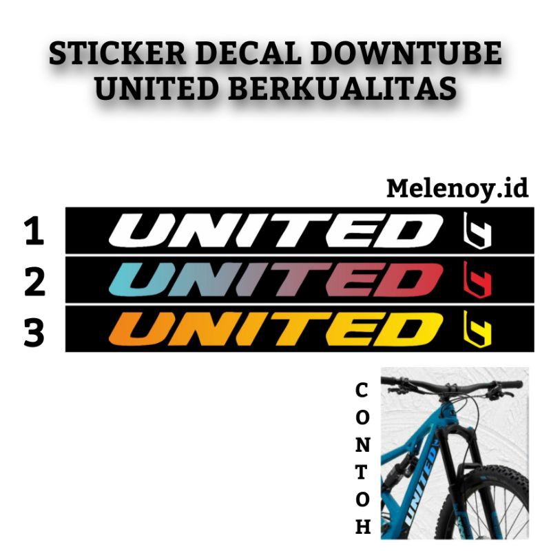 [ PROMO ] Sticker Decal Downtube UNITED / Sticker Sepeda MTB / Stiker Frame Sepeda Gunung Terlbaru