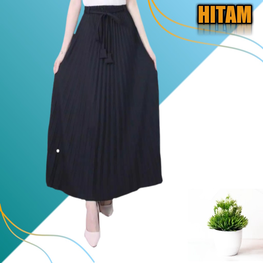 Rok Panjang Plisket Premium Tali Wanita Maxi Skirt