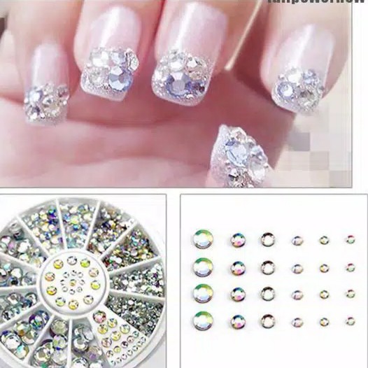 1 Kotak Glitter 3D Berlian Imitasi untuk Dekorasi Nail Art Kuku