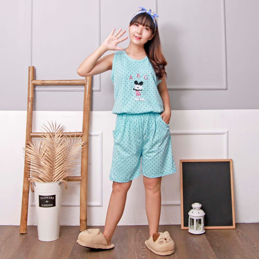 BAJU TIDUR WANITA ABC / BAJU TIDUR PEREMPUAN / STELAN BAJU TIDUR WANITA / BAJU SINGLET
