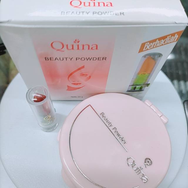 QUINA COMPACT POWDER BPOM/ quina bedak kng langsat + lipstik mini