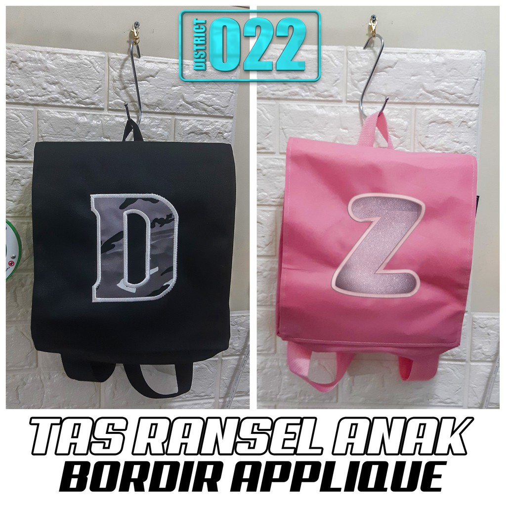 Tas Ransel ANak Bordir Applique Inisial Nama ANak