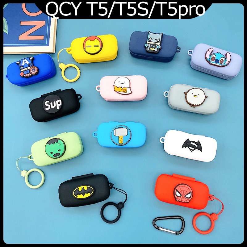 Casing Soft Case Silikon Motif Kartun Marvel Untuk Qcy T5 / T5S / T5 Pro