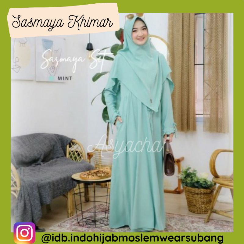 KHIMAR SASMAYA BY IDB MOSLEM WEAR BAHAN LADYZARA JILBAB POLOS BISA 2 MODEL