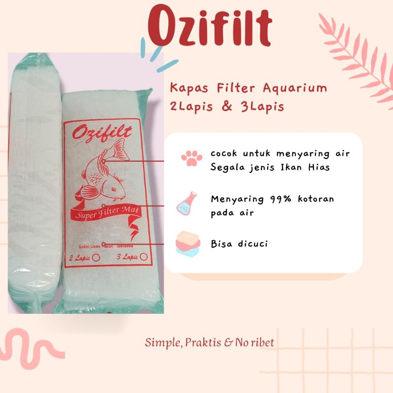 (Gratis Ongkir) Kapas Filter Aquarium/ Busa Filter Aquarium/ Kapas penyaring air Aquarium/Ozifilt filter/ Media Filter Air