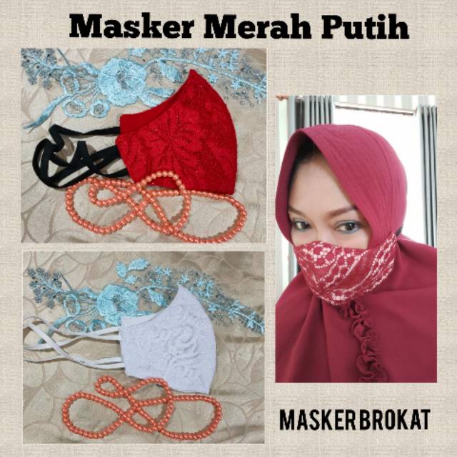 Masker merah putih brokat cantik