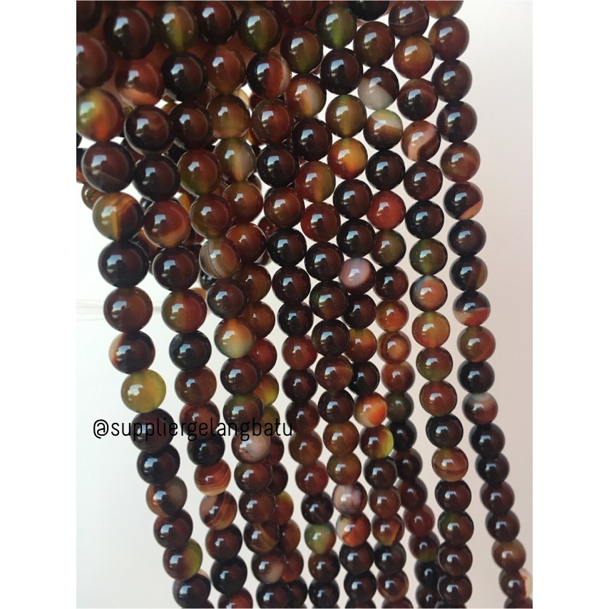 batu manau loreng ginggang hijau 8mm merah manao mangga oren natural aksesoris craft beads grosir