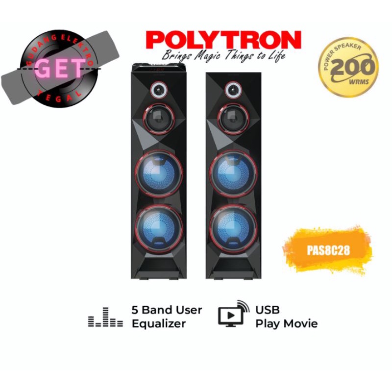 SPEAKER AKTIF POLYTRON 8" INCH [XBR SUPER BASS] AMBIENT LIGHT~PAS8C28 (KOTA TEGAL)