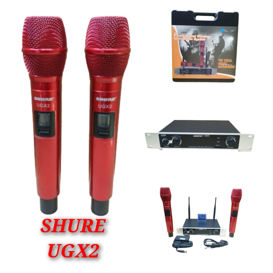 MIC WIRELESS KOPER SHURE UGX2 RED PROFESSIONAL WIRELESS MICROPHONE