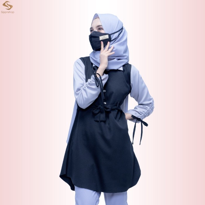 Tunik Baju Remaja Terbaru Kekinian Polos Muslim Busui Wanita Lebaran Black S M4C7 Terbaru Terbaru 20