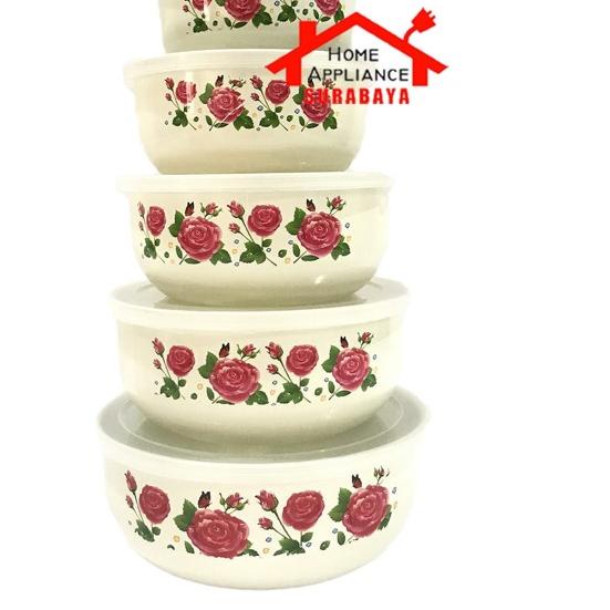 ✳ Mixing Bowl GSF Enamel Set / Rantang Susun 5 PCS GSF G-2028 / G 2028 / G2028 ♂