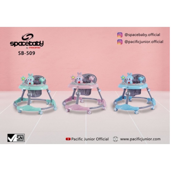 Instan Baby Walker Kereta Dorong Bayi Balita Anak Spacebaby SB509 By Pacific Musik SNI-4