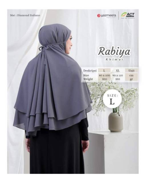 HIJAB INSTAN RABIYA KHIMAR  L &amp; XL  || YASMEERA