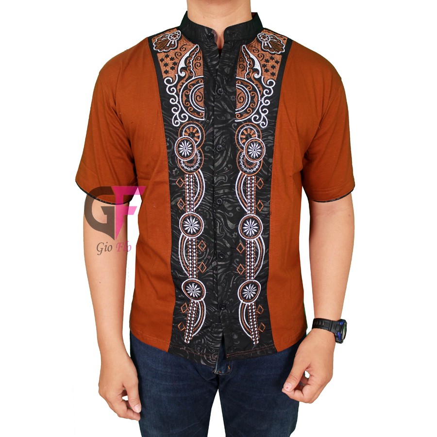 GIOFLO Baju Pria Kemeja Koko Modern Brown / KKS 41