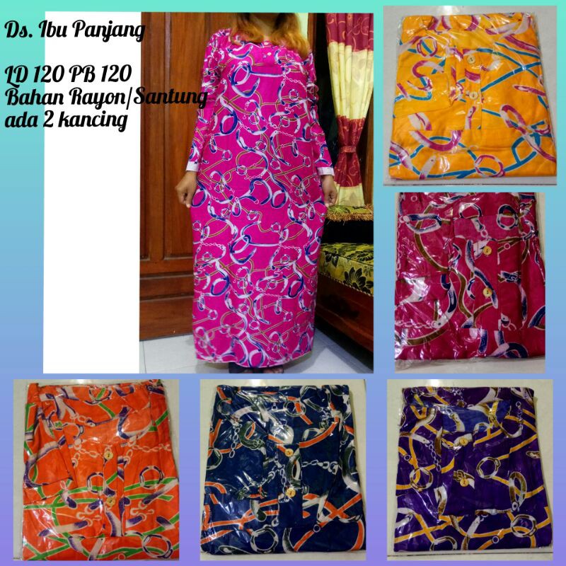 BAJU WANITA DEWASA/DASTER IBU PANJANG LD 120 DASTER MUSLIM BUSUI 2 KANCING bahan Rayon/santung adem