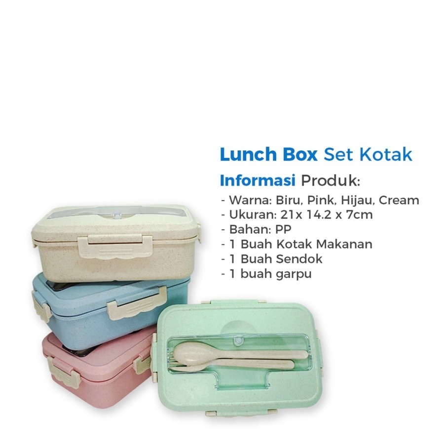 FUTAKO Lunch Box Set / Kotak Bekal Makan Jerami / Penyimpanan Makanan Tempat Makan Anti Tumpah Gratis Sendok dan Garpu