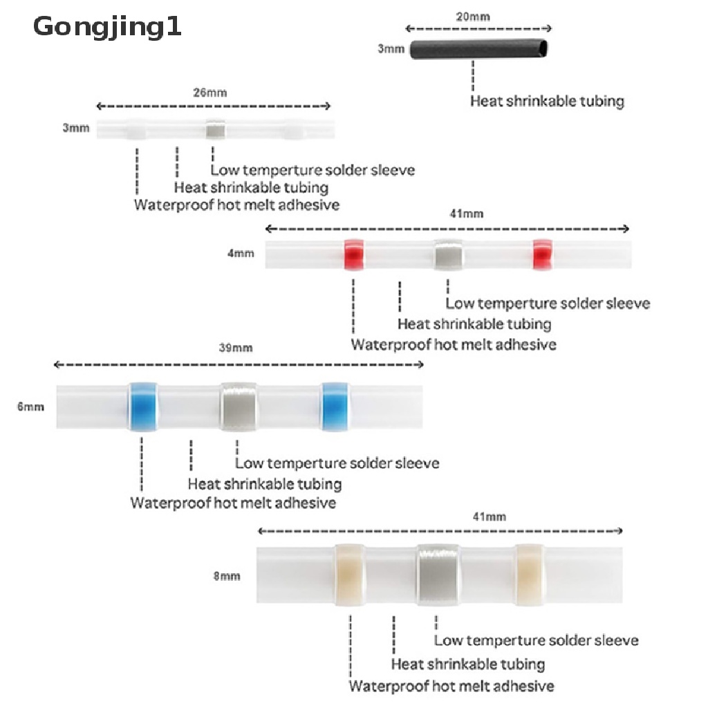 Gongjing1 800pcs Konektor Terminal Kabel Listrik Heat Shrink Id