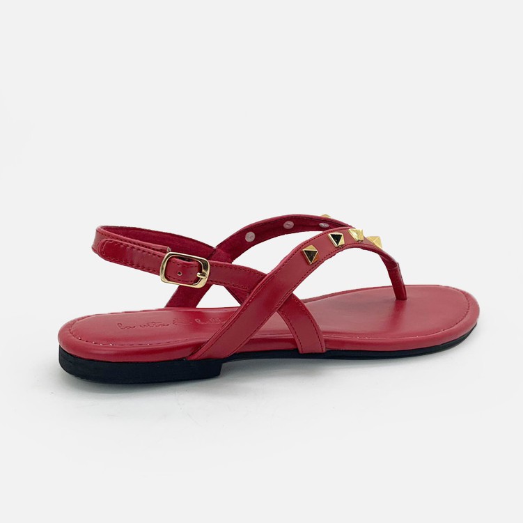 La Vita E Bella Joyce Sandal Jepit Flat Wanita Model Slingback Flip Flop Stud [LZ505] - Red