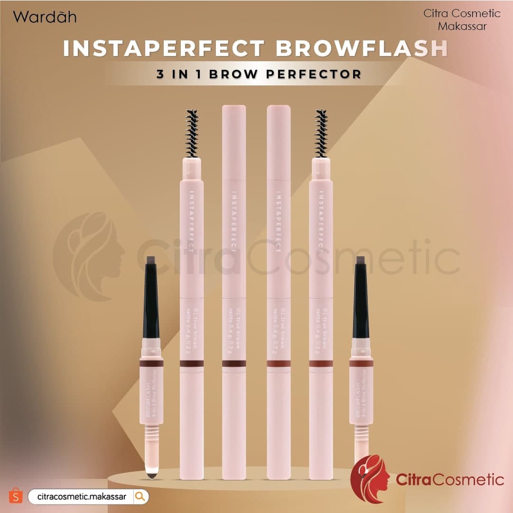 Wardah Instaperfect Browflash 3IN1 Brow Perfector Series True Brown | Ash Brown