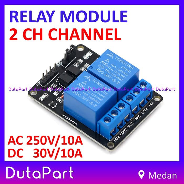 Relay Module 2 CH Channel 250VAC 30VDC 10A 5V With Optocoupler Modul