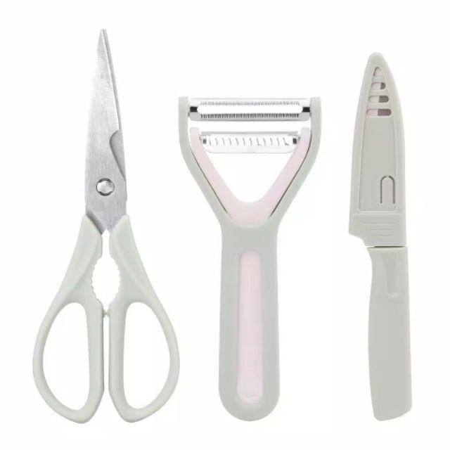 Benco Alat Masak Set 3 Pcs Pisau Gunting Pengupas Buah Lengkap Serbaguna Multifungsi